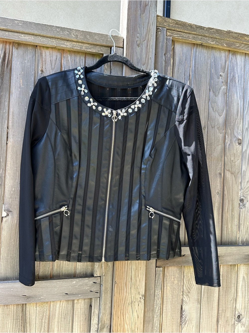 Frank Lyman Design Black Embellished Zip-Front Jacket